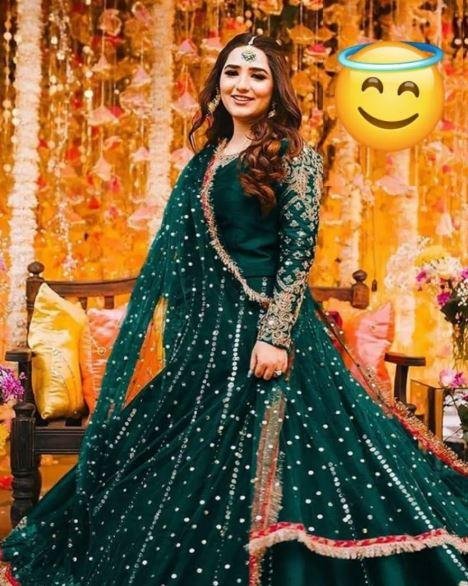 Green Embroidered Shamoz Silk Maxi Suit 3Pcs With Pearls Dupatta For Sale in Lahore
