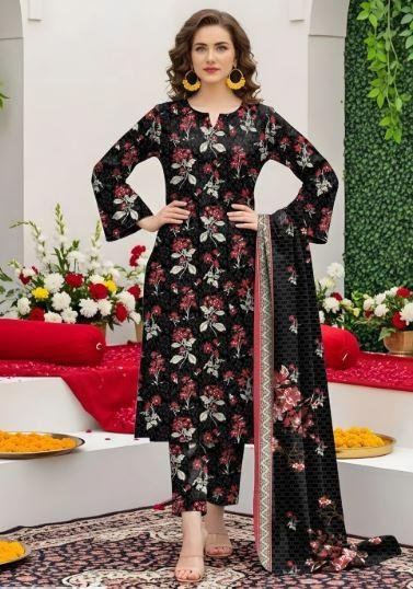 Golden Printed 3 Piece Women’s Lawn Suit with Printed Dupatta – Stylish Summer Wear Dress in Lahore | Rs. 3500