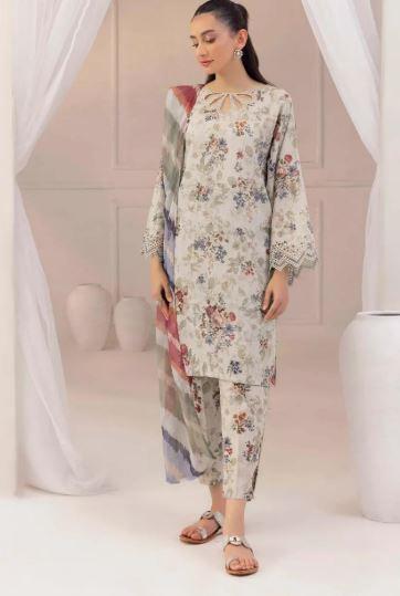 Beige Digital Print Lawn 3 Pcs Suit for Women – Elegant Summer Lawn Dress with Dupatta in Lahore | 3950 PKR