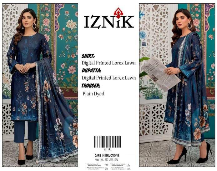 Iz Nik Blue Digital Print Lawn 3 Piece Suit with Dupatta – Islamabad – Rs. 4,200