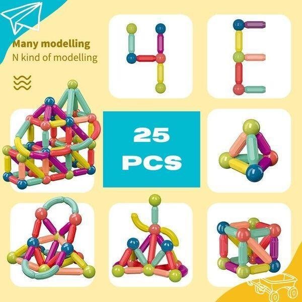 Magnetic Sticks Toy for Kids 25 Pcs Safe Building Set