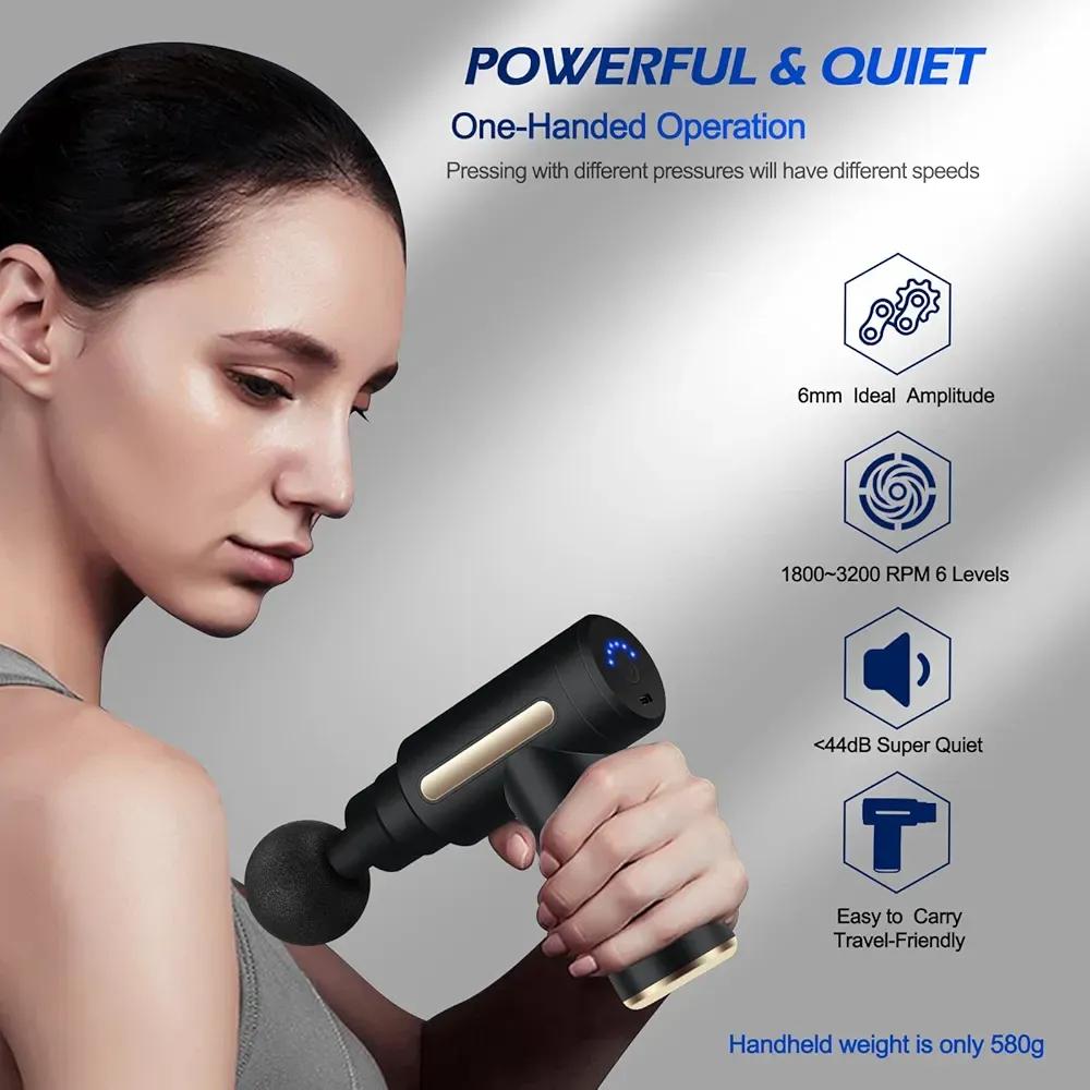 Portable Massage Gun with 4 Heads Black – Deep Tissue Massager in Pakistan - portable massage gun Pakistan