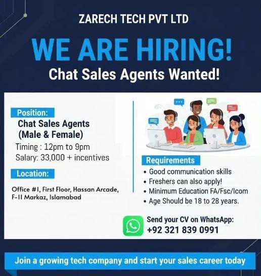 Call Center Jobs in Islamabad for Male & Female – Chat Sales Agents Required for UK Campaign