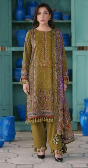 Green Embroidered Lawn 3 Piece Suit with Cut Work Dupatta – Rs. 4,750
