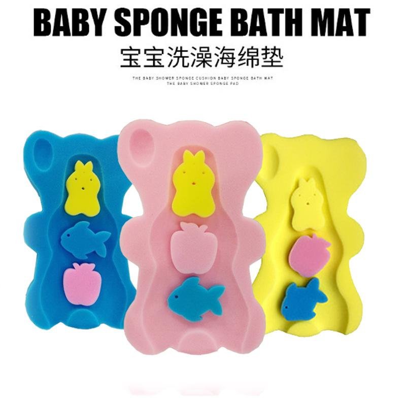 Baby Bath Sponge Mat Anti-Slip Soft Cushion – Yellow Blue