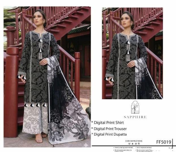 Merab Collection 3-Piece Organza Suit White Red Embroidery