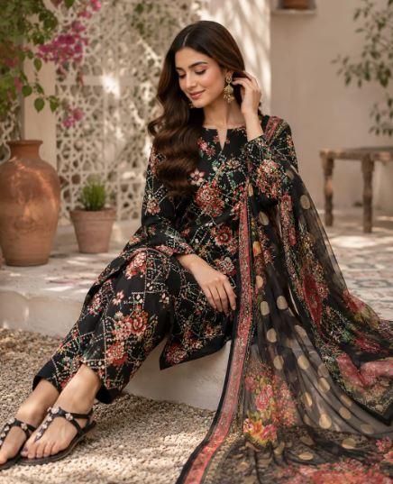 Blue Digital Print Lawn 3 Piece Suit with Dupatta for Women – Rs. 3,600