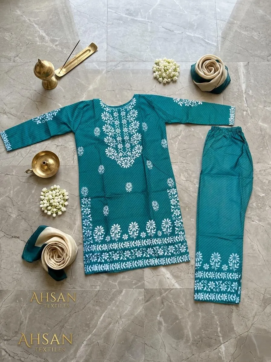 2 Pcs Women's Stitched Cotton Lawn Printed Shirt & Trouser Summer Collection Multicolor