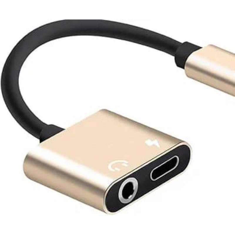 3 in 1 Type C Charging and Audio Adapter Black Gold for Sale in Lahore