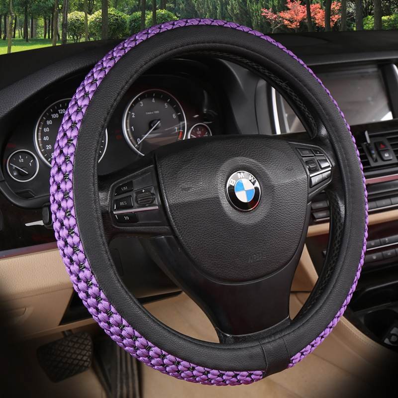 Purple Woven Steering Wheel Cover for Cars