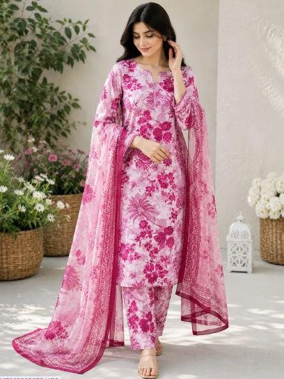 Women’s Brown Printed 3 Piece Lawn Suit with Printed Dupatta – Elegant Summer Wear Dress in Lahore | Rs. 3400