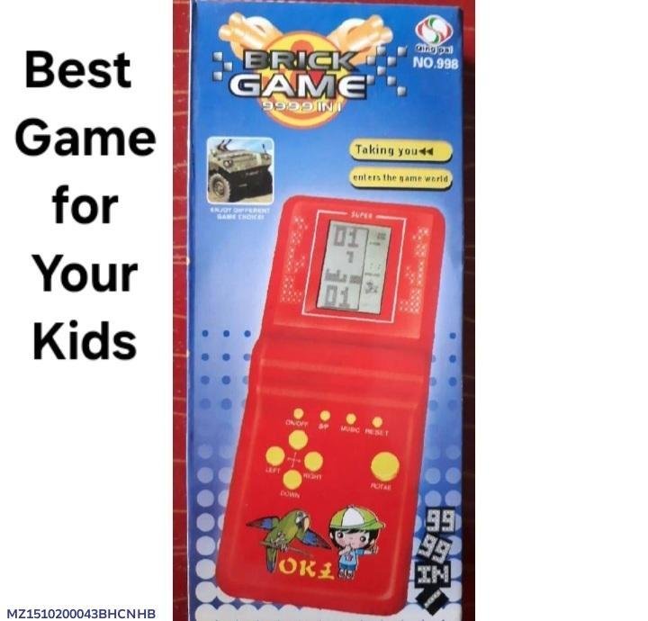 Portable Video Game for Kids, Bright Red, Battery Powered, Durable Plastic