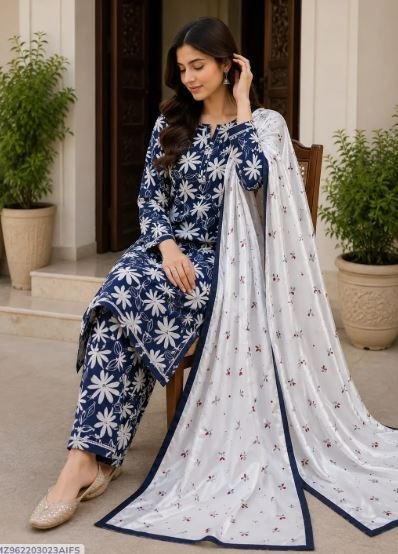 Blue Digital Print Lawn 3 Piece Suit with Dupatta for Women – Rs. 3,600