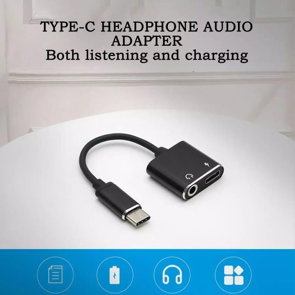 3 in 1 Type C Charging and Audio Adapter Black Gold for Sale in Lahore