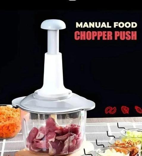 Manual Food Chopper Push Cutter with Transparent Bowl for Kitchen Use in Lahore