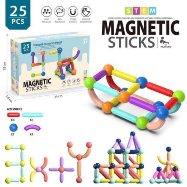 Magnetic Sticks Toy for Kids 25 Pcs Safe Building Set