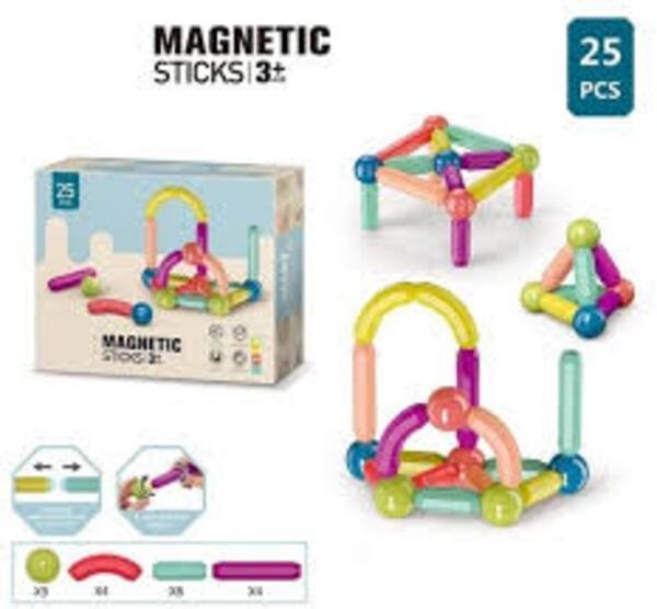Magnetic Sticks Toy for Kids 25 Pcs Safe Building Set