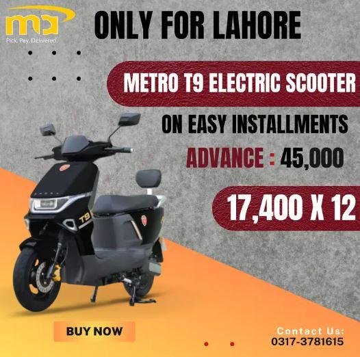 Metro T9 Sport Electric Scooter on Installments in Lahore – Easy Monthly Plan Available