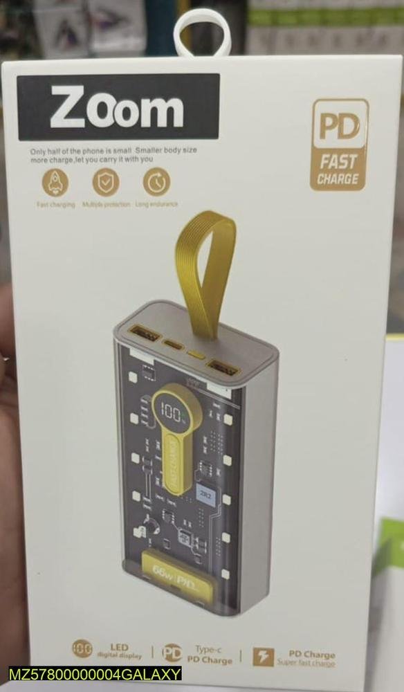 Zoom Zoom 20000mAh Fast Charging Power Bank 66W Black for Sale in Lahore
