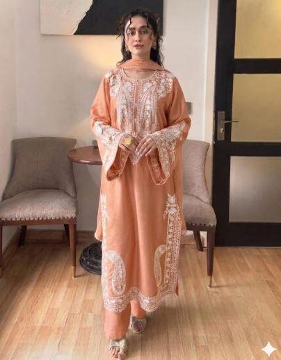 Champagne Beige Abaya with Scarf for Sale in Karachi – Elegant Embroidered Abaya
