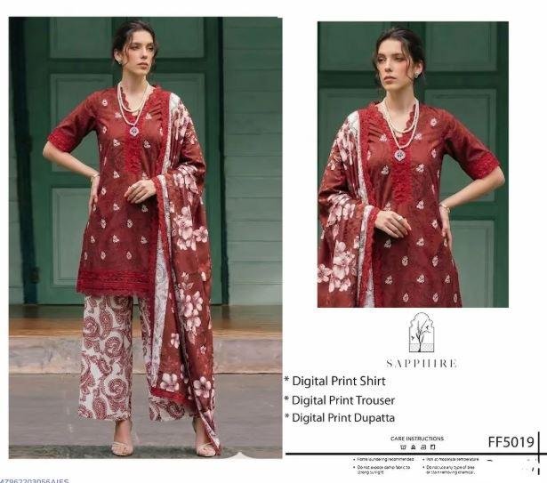 Merab Collection 3-Piece Organza Suit White Red Embroidery