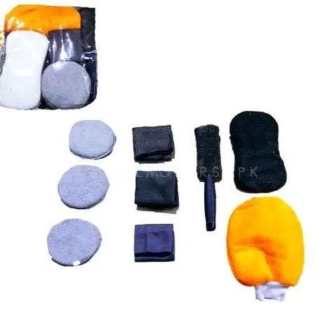 9 Pcs Bundle Buff Polish Microfiber Kit – Car Detailing Sponges & Cleaning Brush in Lahore
