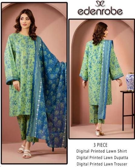 Green Digital Printed 3 Piece Lawn Suit for Women with Lawn Dupatta – Stylish Summer Wear Dress in Lahore | Rs. 3900