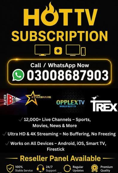 Premium IPTV Subscription Service in Lahore | 4K Live TV Movies & Sports Streaming