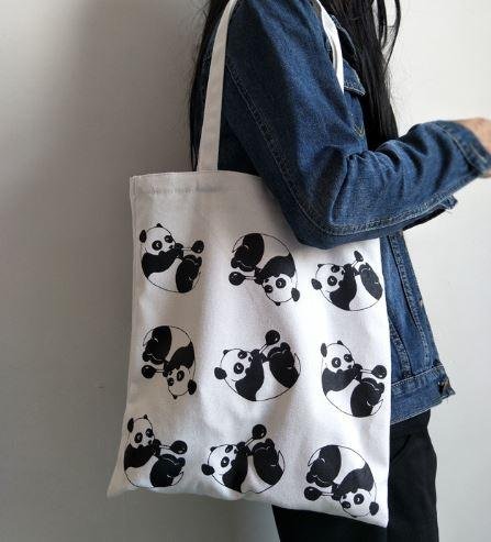Panda Print Canvas Shoulder Bag for Women in Lahore – Stylish Cute Casual Tote Bag