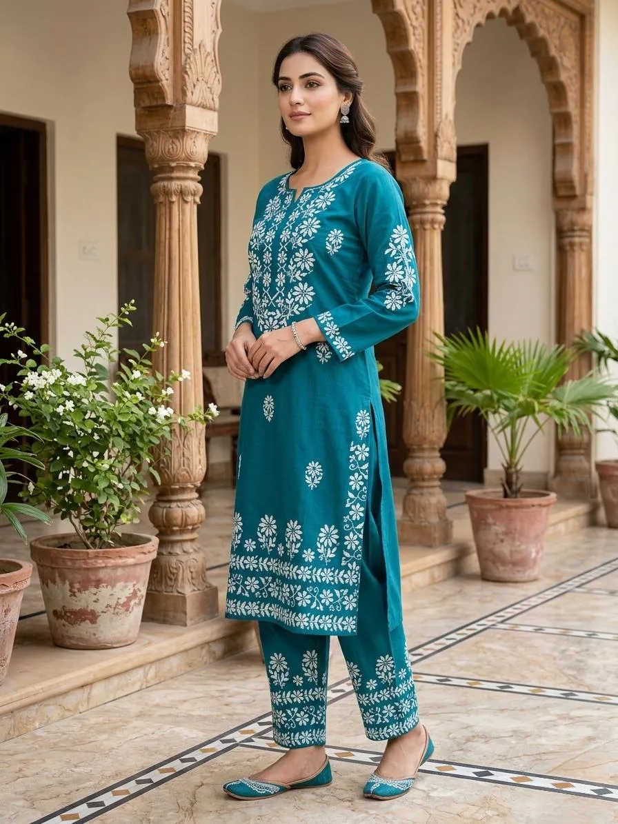 2 Pcs Women's Stitched Cotton Lawn Printed Shirt & Trouser Summer Collection Multicolor