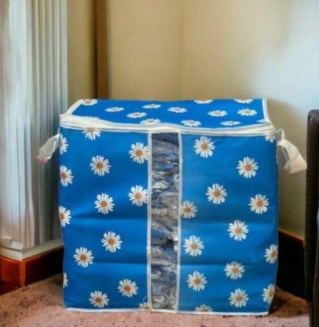 Blue Daisy Print Storage Bag for Clothes & Quilts in Lahore – Large Dustproof Organizer Bag