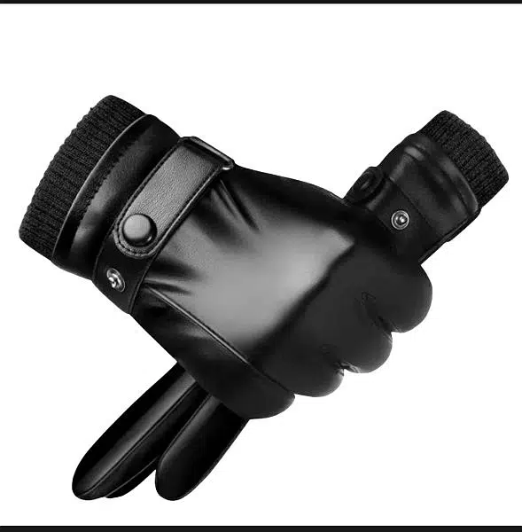 SunnyHeart winter gloves ribbed cuffs wind proof non slip faux leather