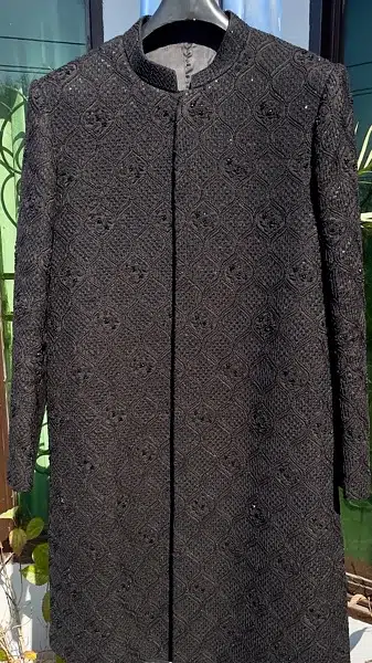 Black sherwani with turban