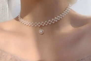 White Beaded Choker Necklace available for Women