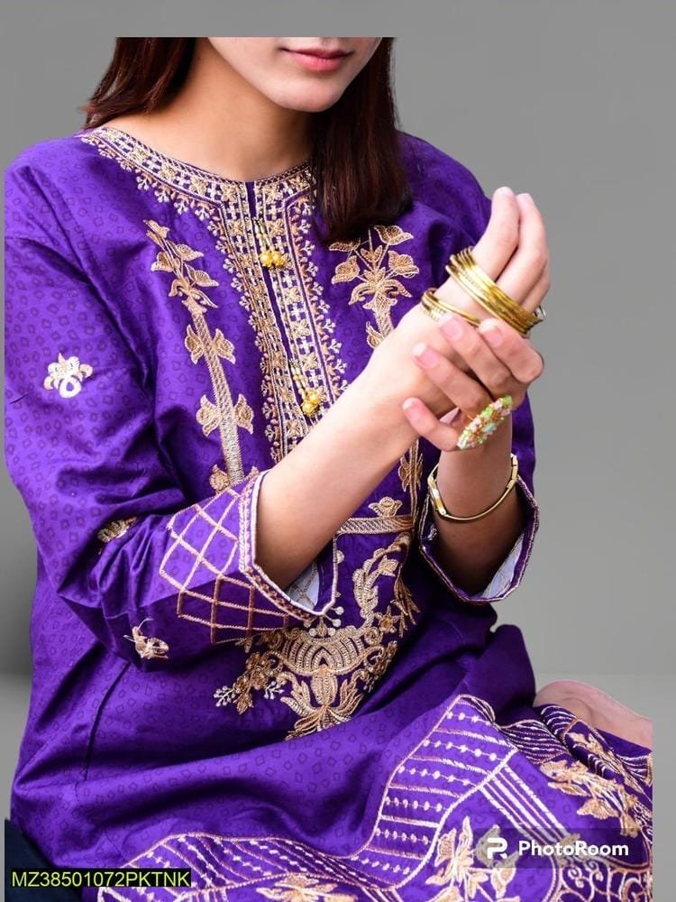 Luxe Linen Elegance: 2-Piece Women's Embroidered Suit | Shop Now