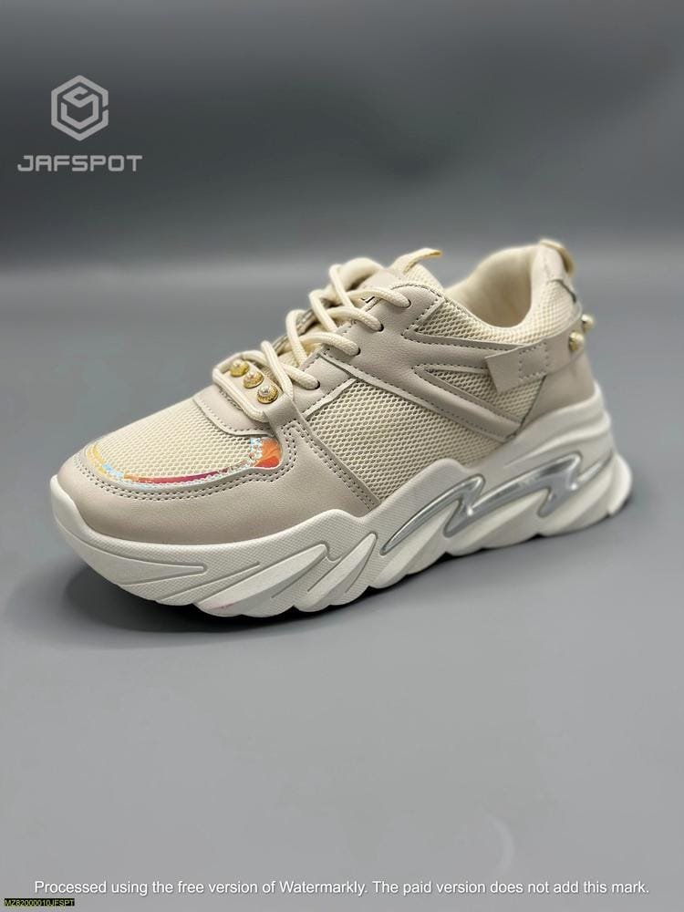 Step into Style: Women's Rexine Rhinestones Joggers High Heels -JF002, Off White