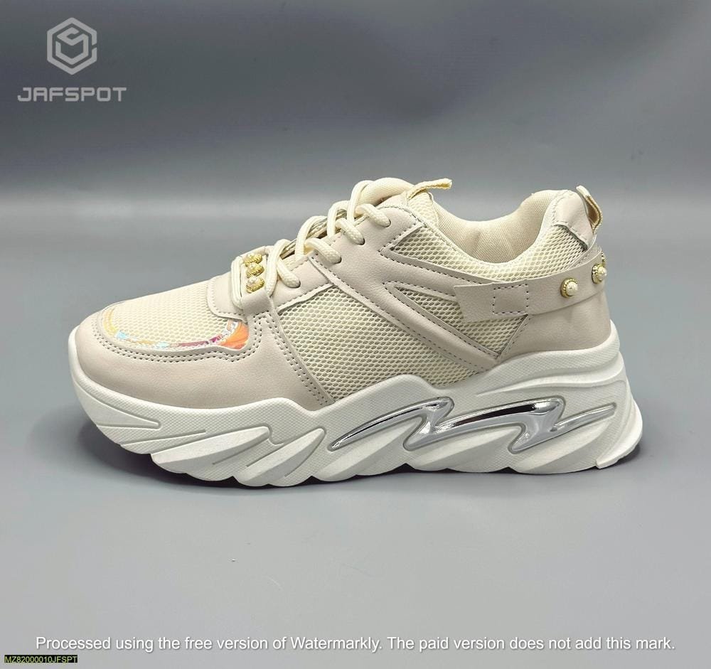 Step into Style: Women's Rexine Rhinestones Joggers High Heels -JF002, Off White