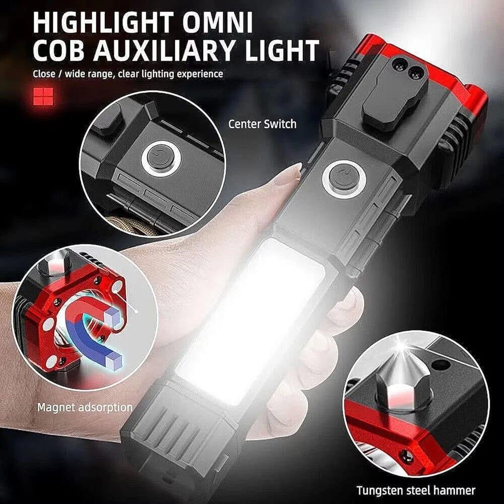 Compact LED Rechargeable Torch – 1 Pc Black Color
